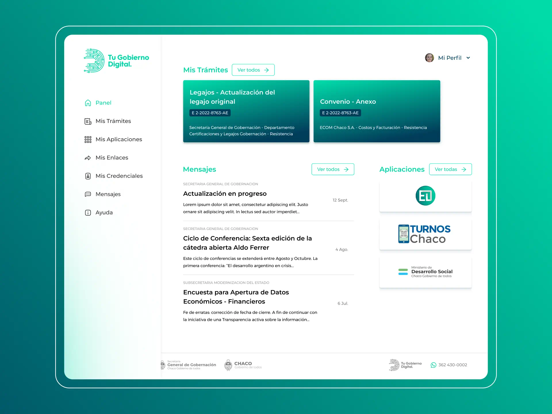 Tu Gobierno Digital — main panel (v2)
